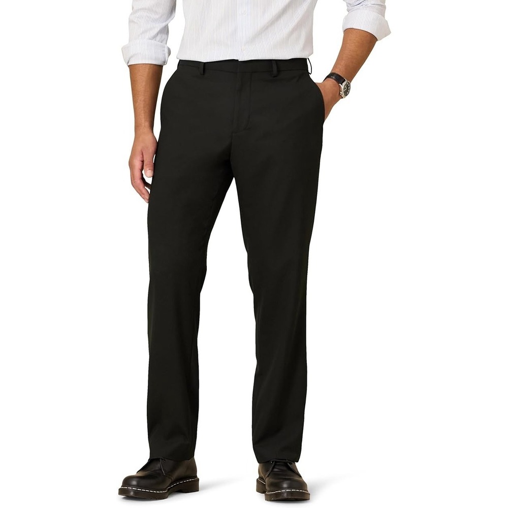 NWT Men's Amazon Essentials Classic Fit Wrinkle Resist Dress Pants Black 30"X32"